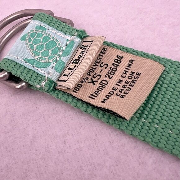 LL Bean Women’s D-Ring Belt Sea Turtle Print Size XS-S Mint Green Casual - Picture 9 of 12
